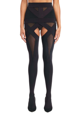 Don't Shoot the Messengers Artemis suspender tights in Black