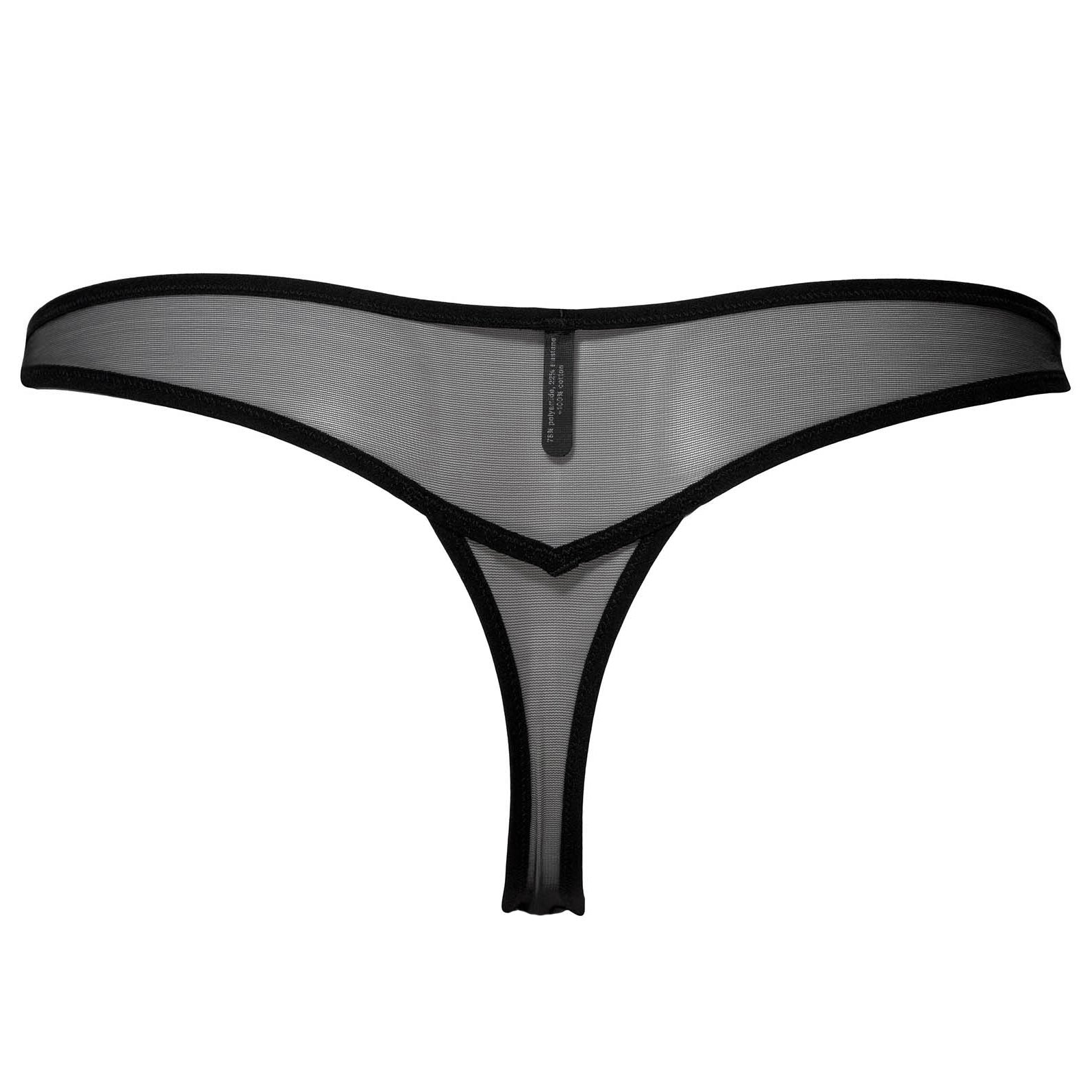 la fille d'O Hung up thong black sheer mesh ethical classic collection gstring