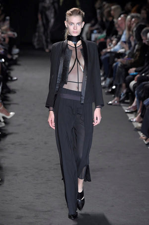 Ann Demeulemeester long sleeve tulle bodysuit - runway image