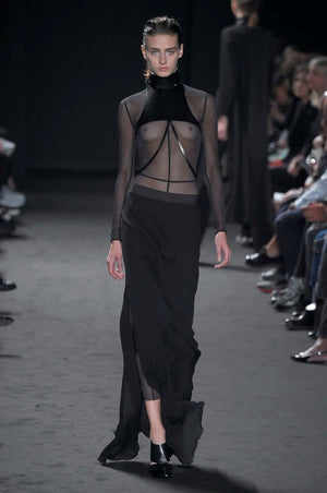 Ann Demeulemeester long sleeve tulle bodysuit sheer mesh - runway image