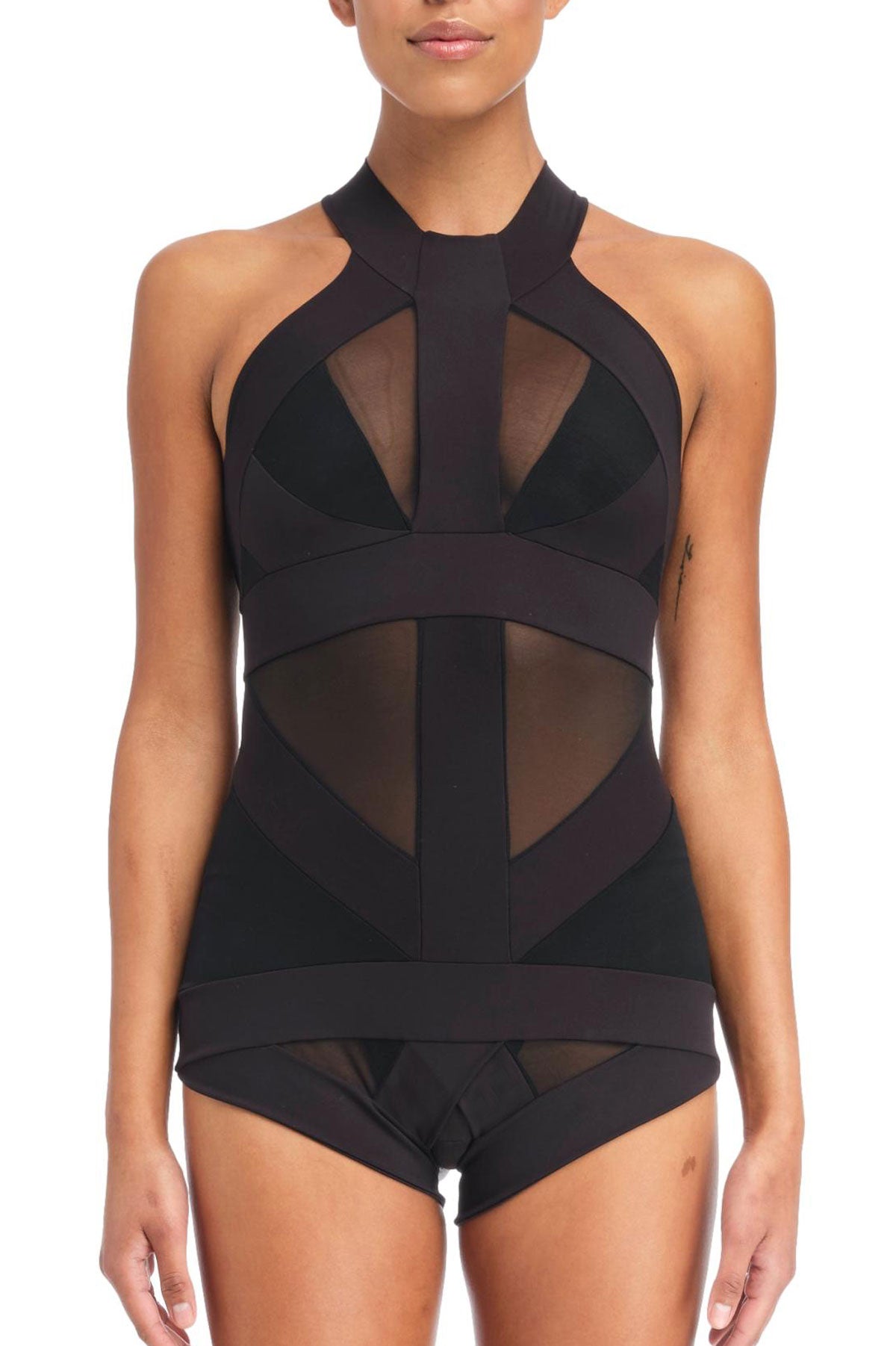 Don't Shoot the Messengers Artemis ouvert suspender body in Black