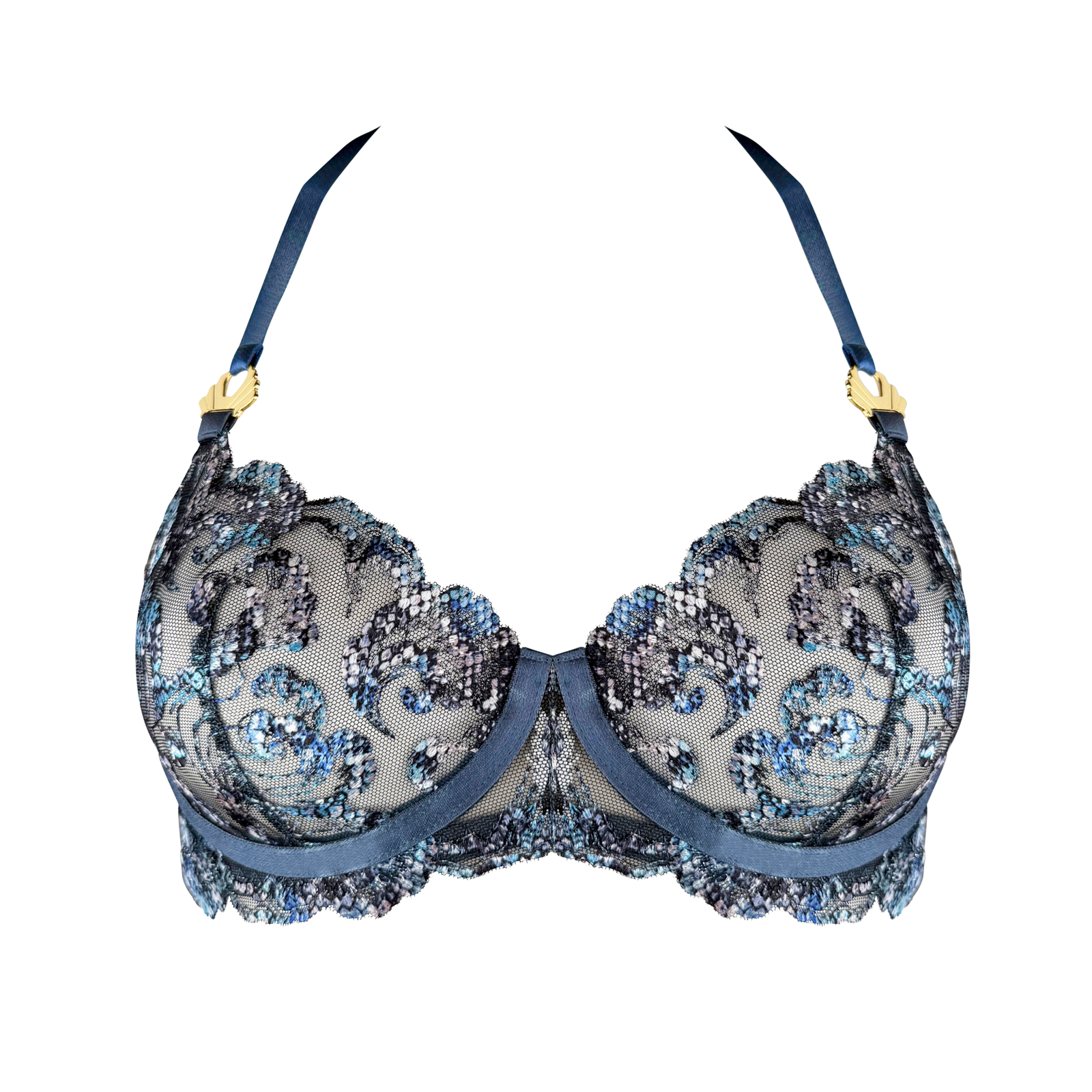 Siren balconette wire bra - denim