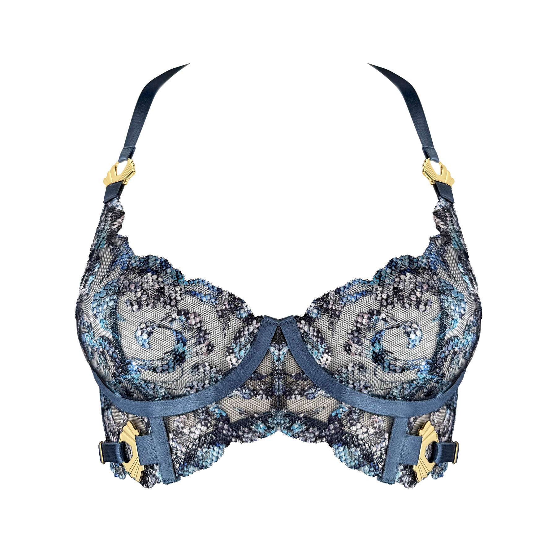 Siren longline bodice bra - denim