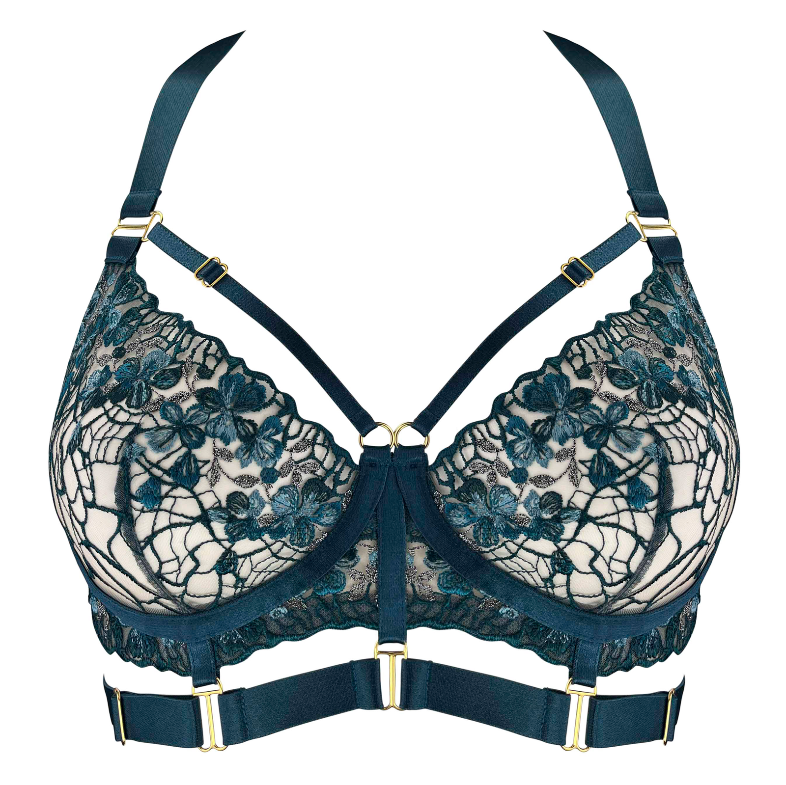 Amela harness bodice bra - teal