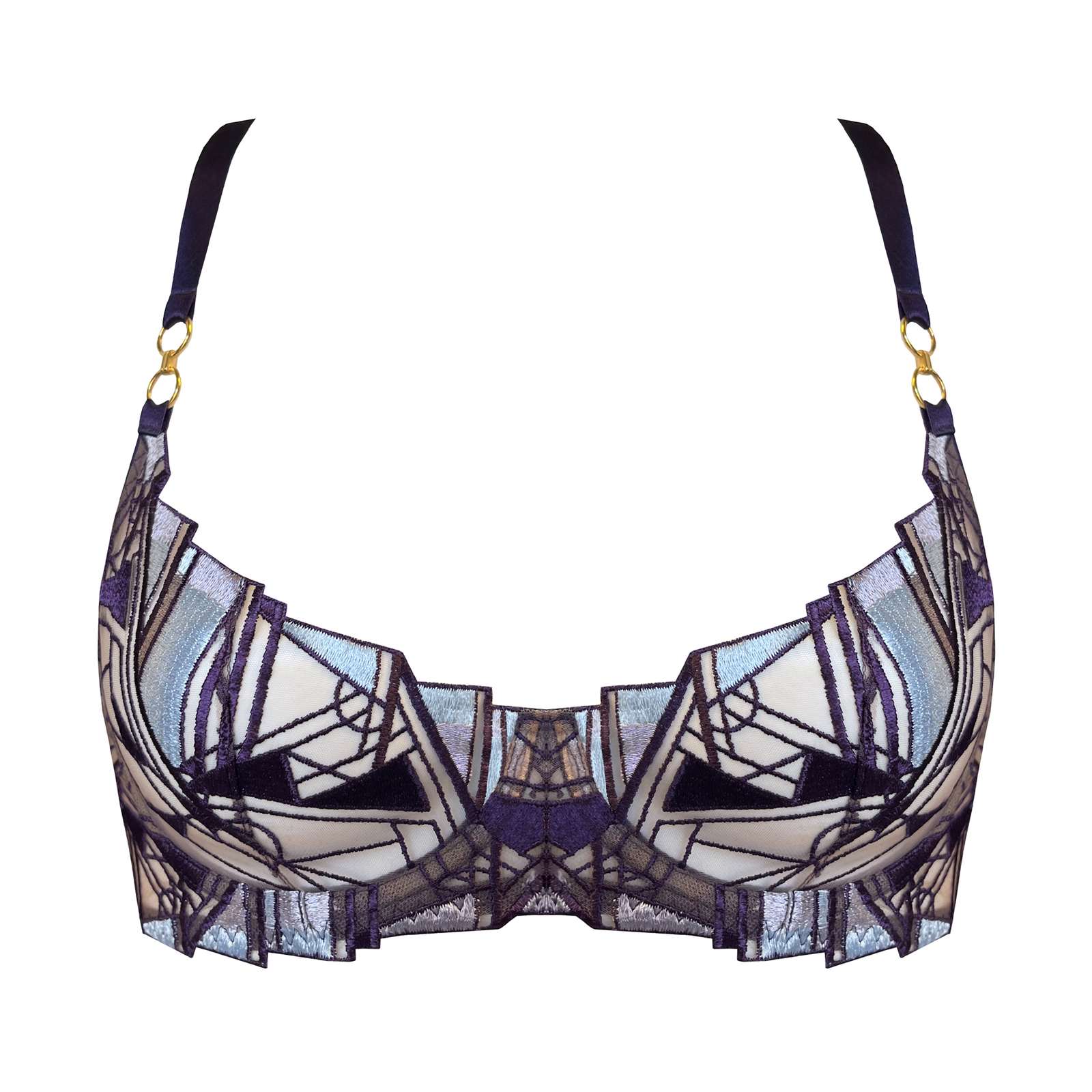 Cubism balconette wire bra - deep purple