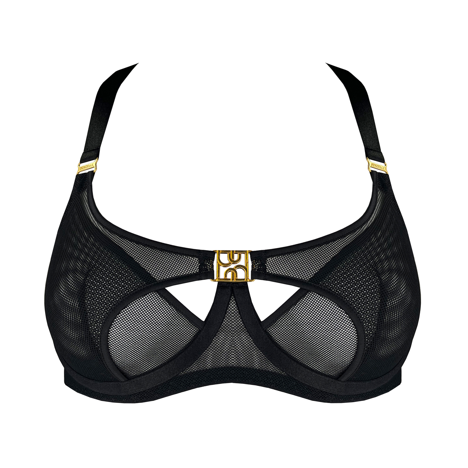 Nara layered mesh wire bra - black