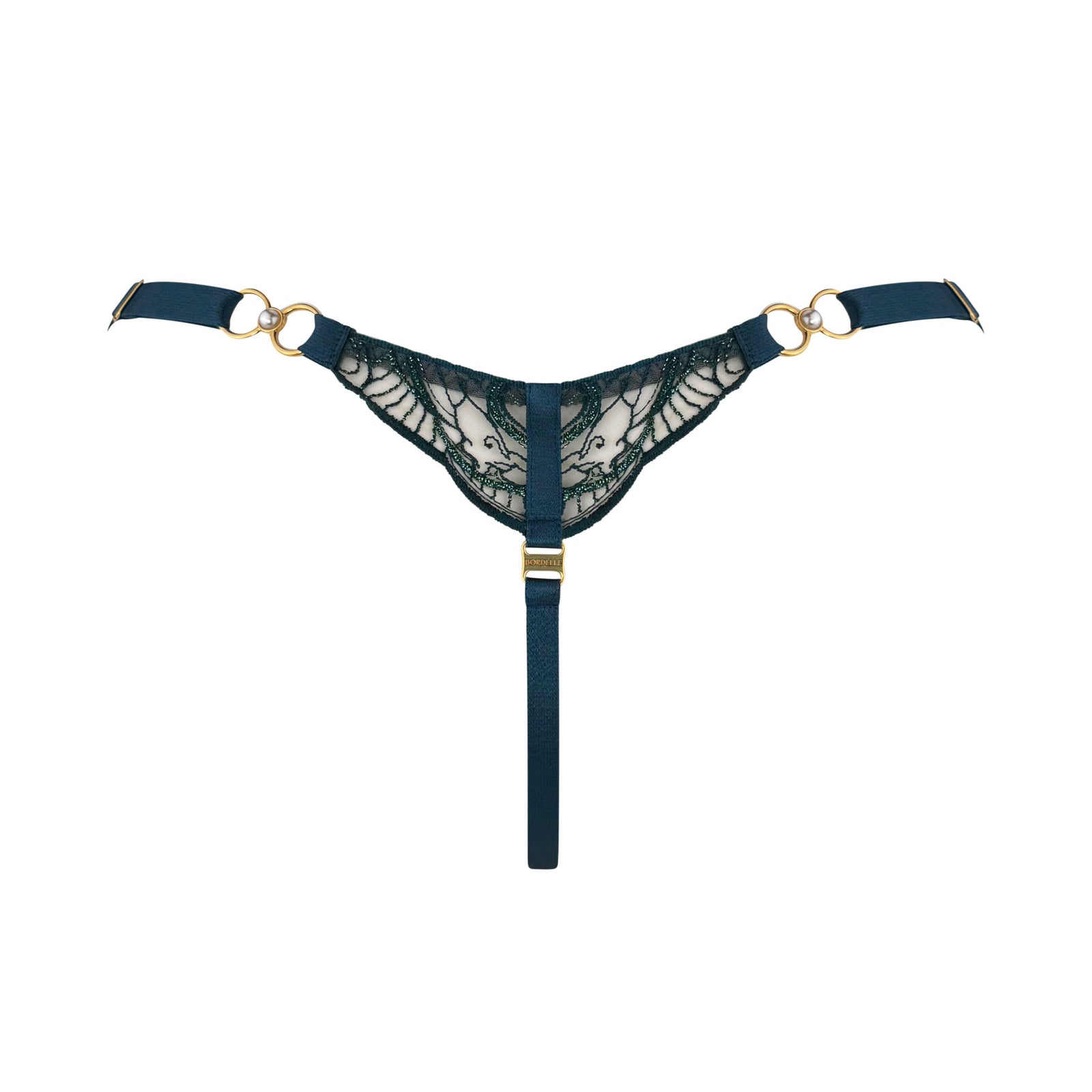 Pearl strap thong - teal