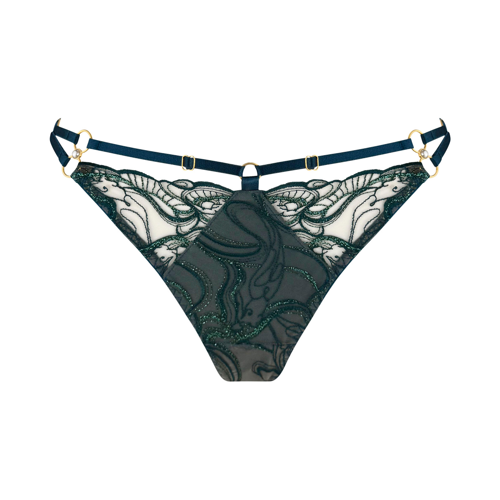 Pearl strap thong - teal