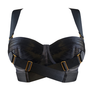 Retta panelled bodice bra - black