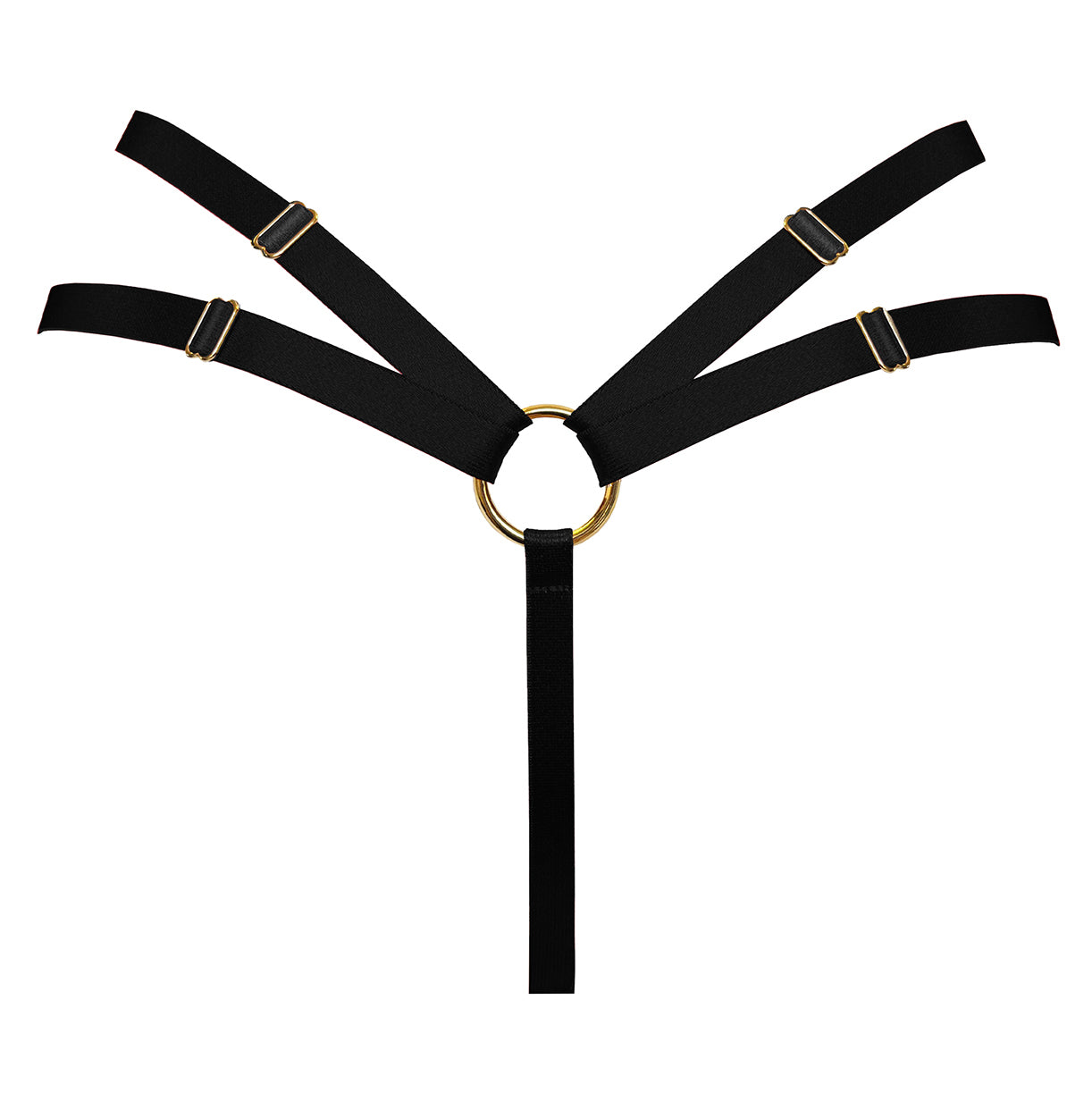 Signature mesh harness thong - black