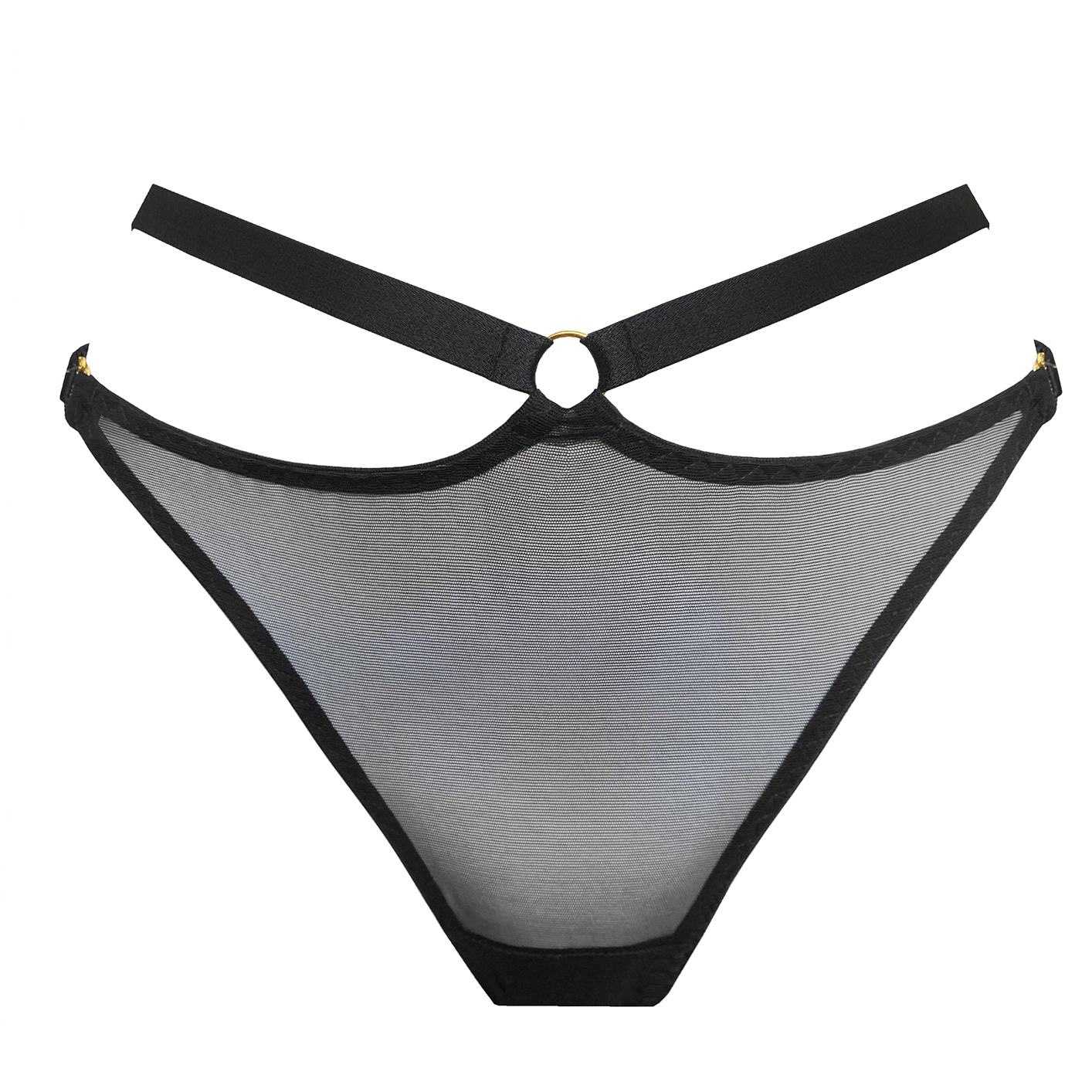 Signature mesh harness thong - black