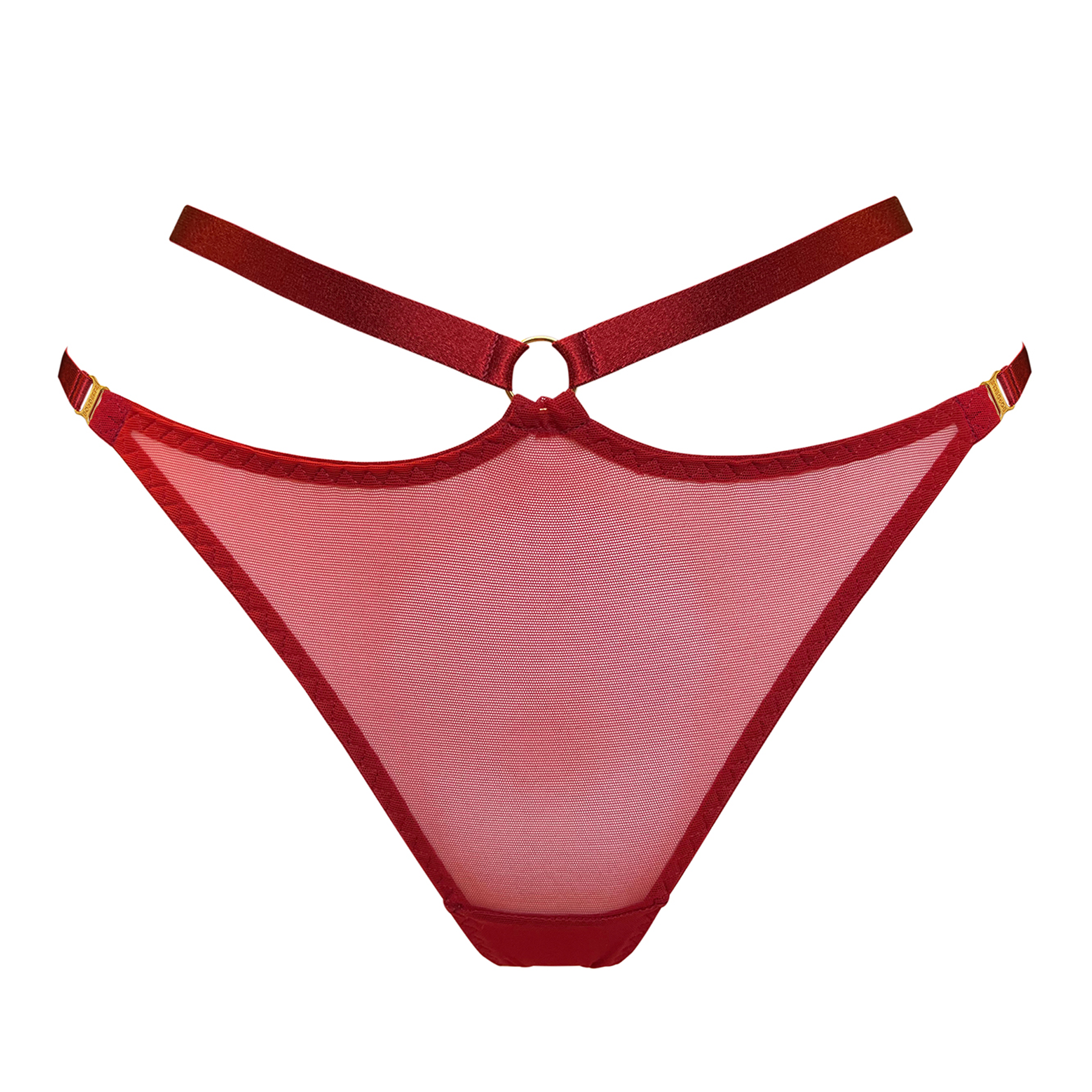 Signature mesh harness thong - red