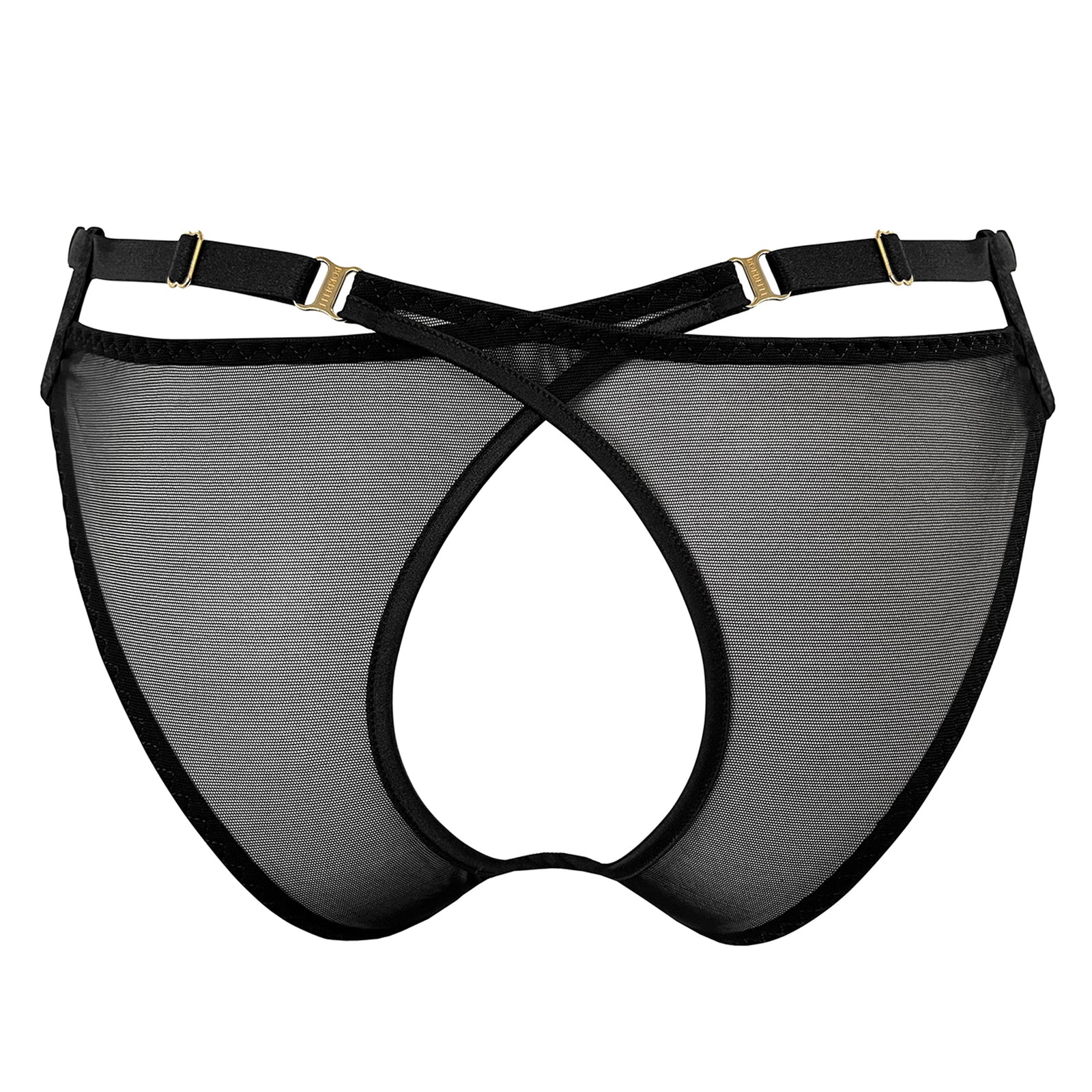 Signature mesh peep brief - black