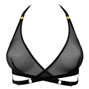 Signature mesh wrap bra - black