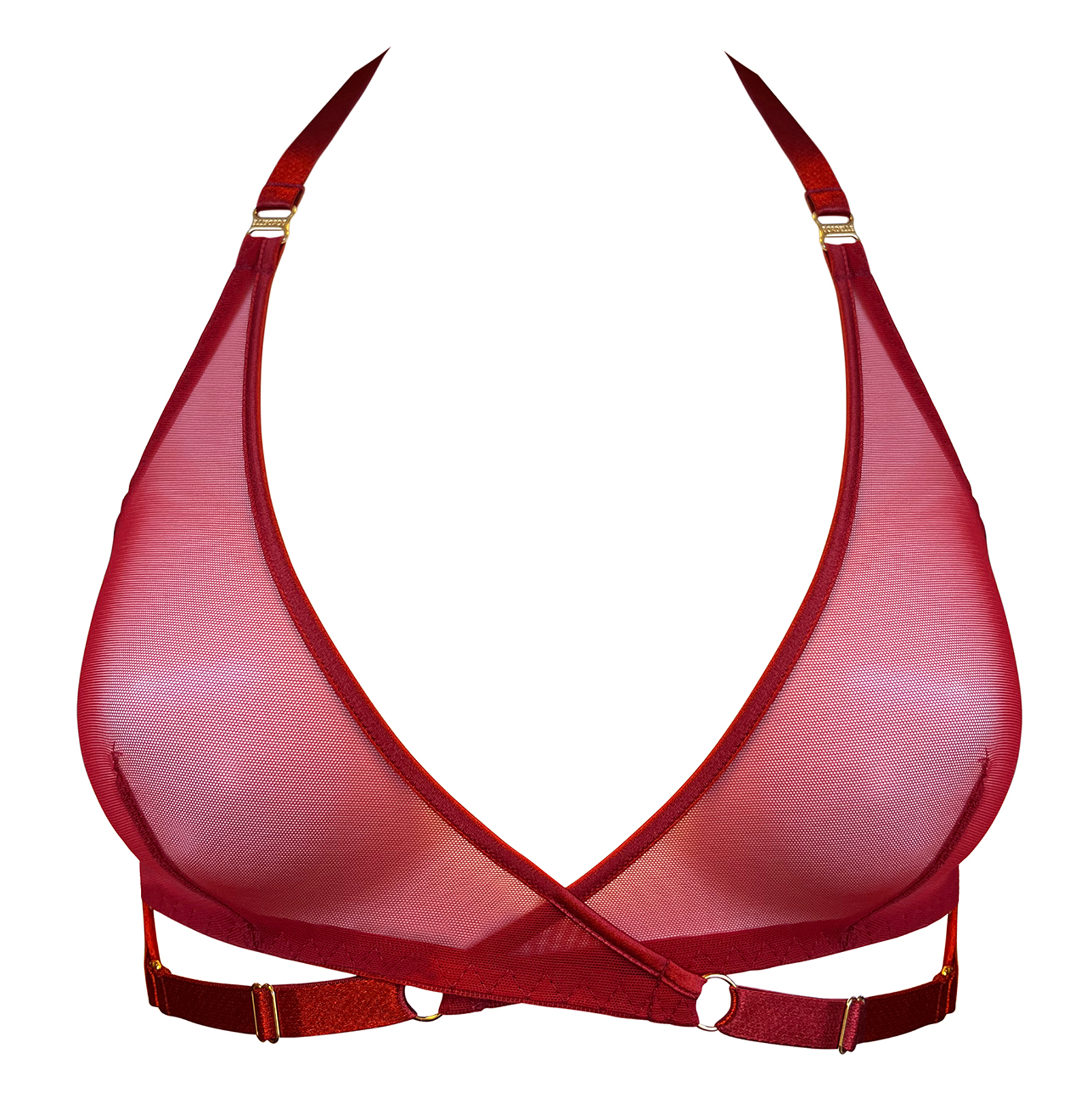 Signature mesh wrap bra - red