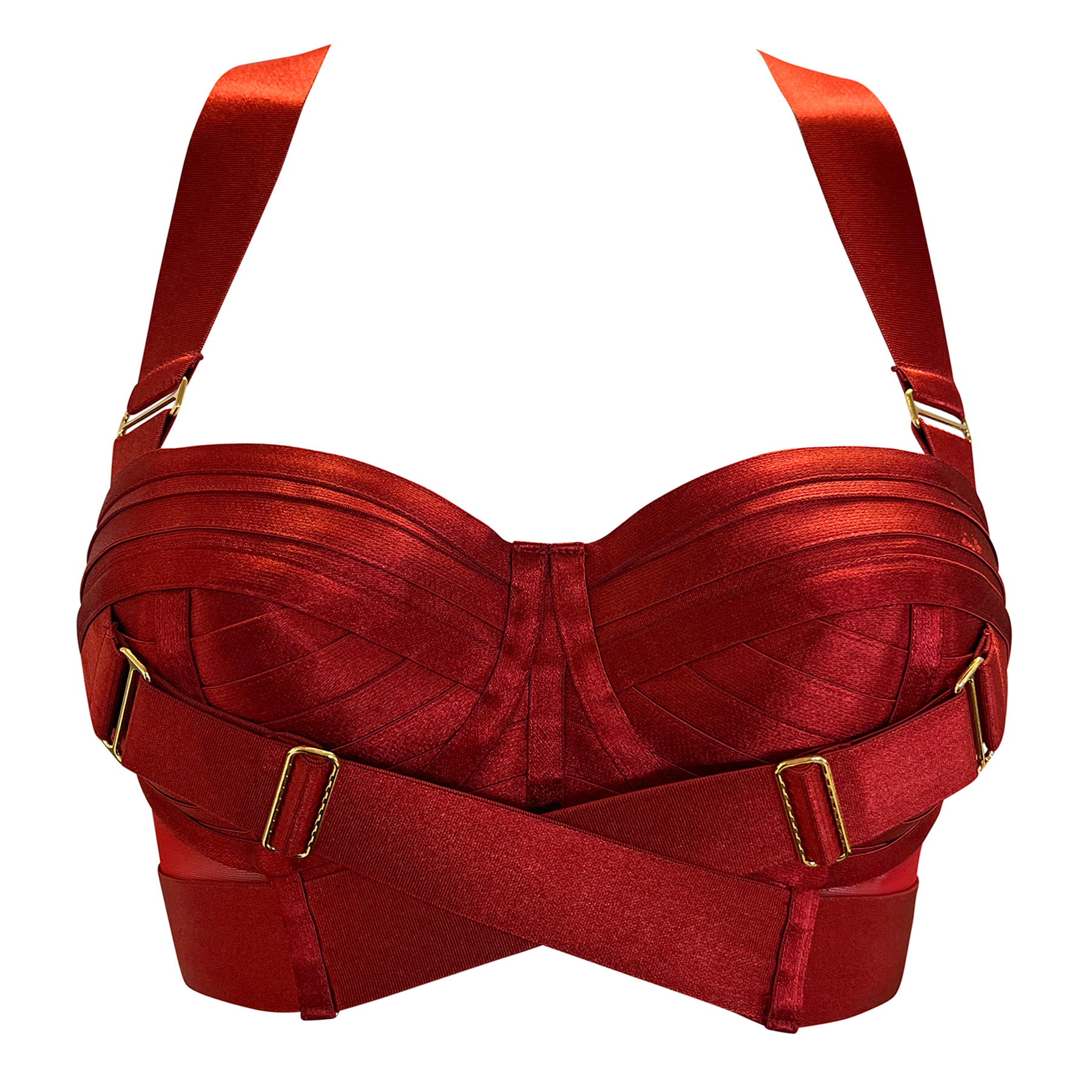 Signature panelled bodice bra - red