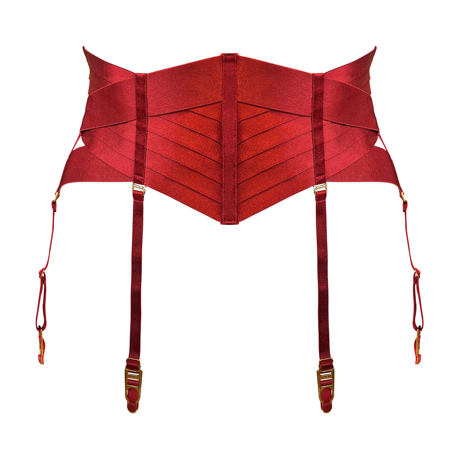 Signature panelled cincher - red