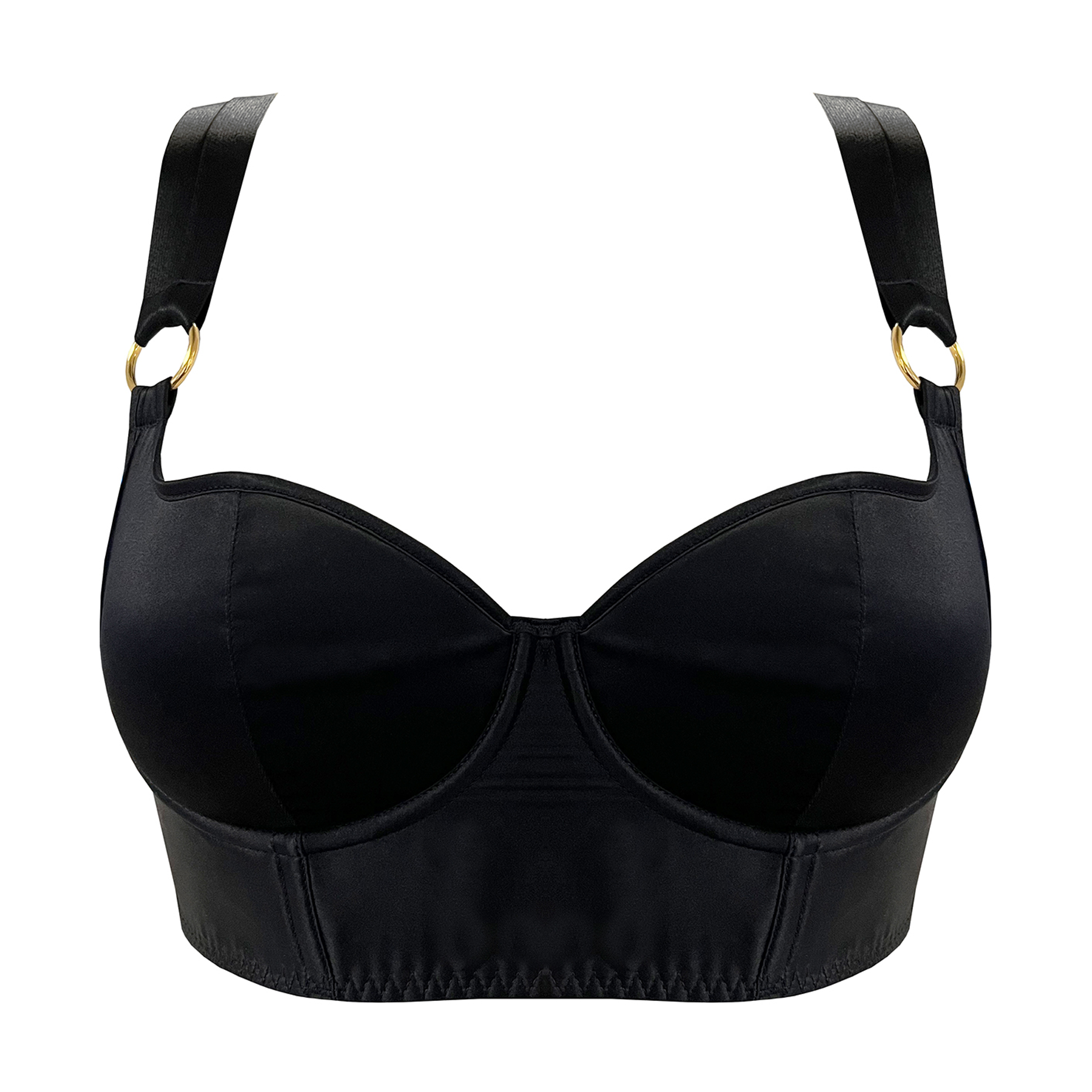 Signature silk longline bodice bra - black