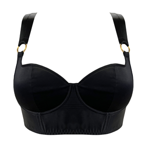 Signature silk longline bodice bra - black