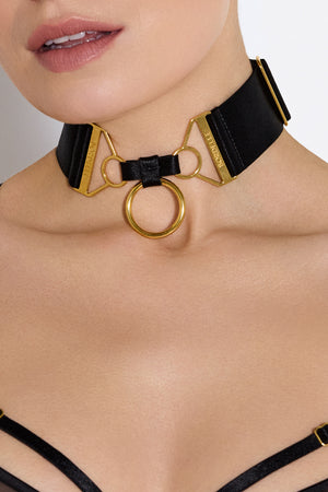 Signature wide strap collar - black
