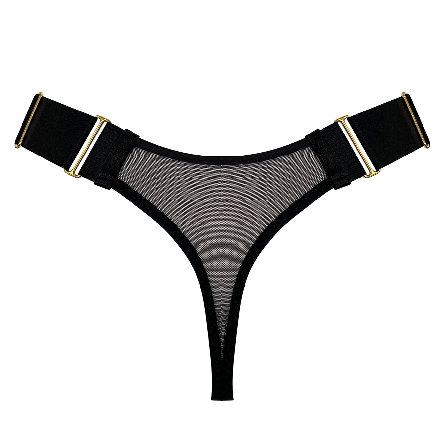 Signature wide strap thong - black