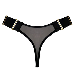 Signature wide strap thong - black