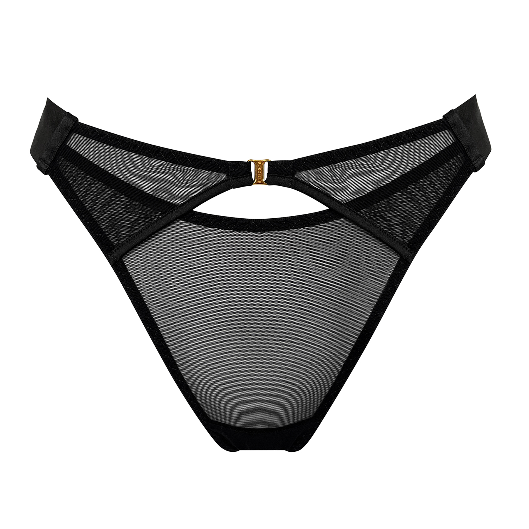 Signature wide strap thong - black