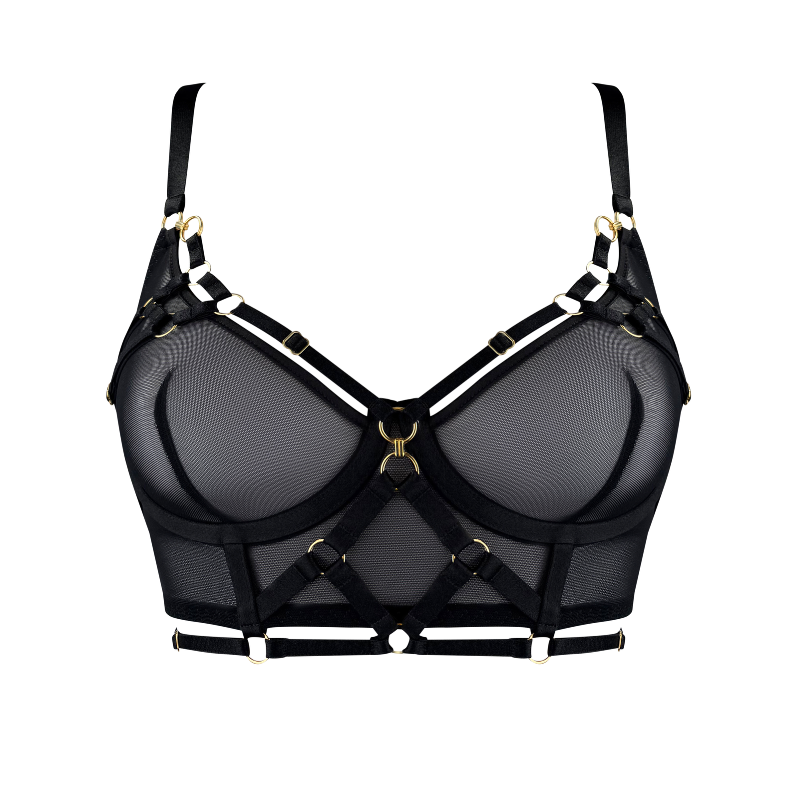 Zenna harness bodice bra - black