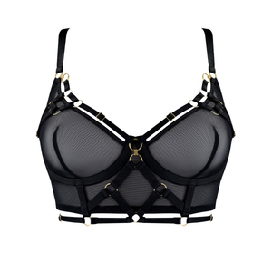 Zenna harness bodice bra - black