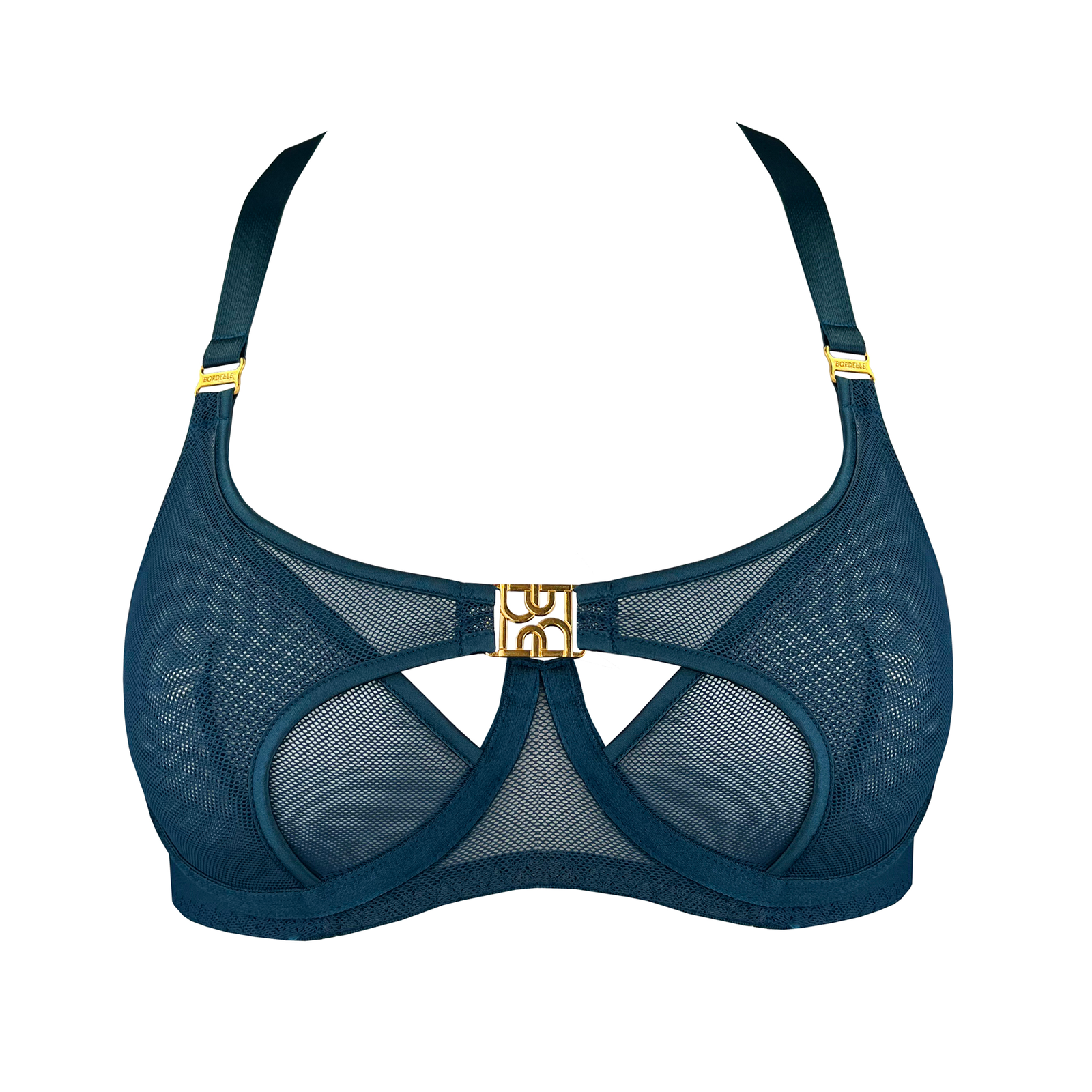 Nara layered mesh wire bra - teal