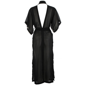 Hishi split robe dress - sheer