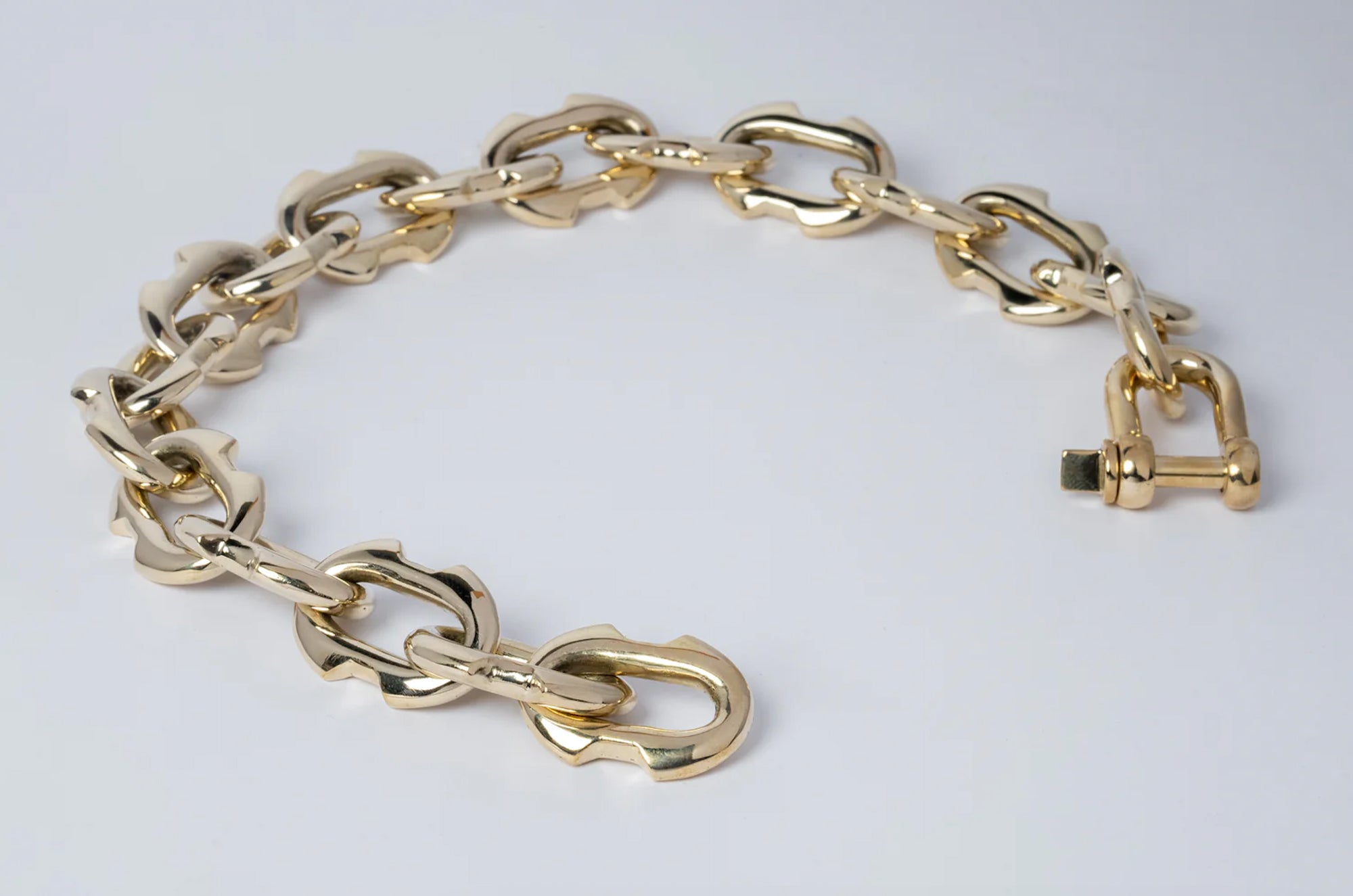 Charm chain choker, Small Deco Links - polished brass