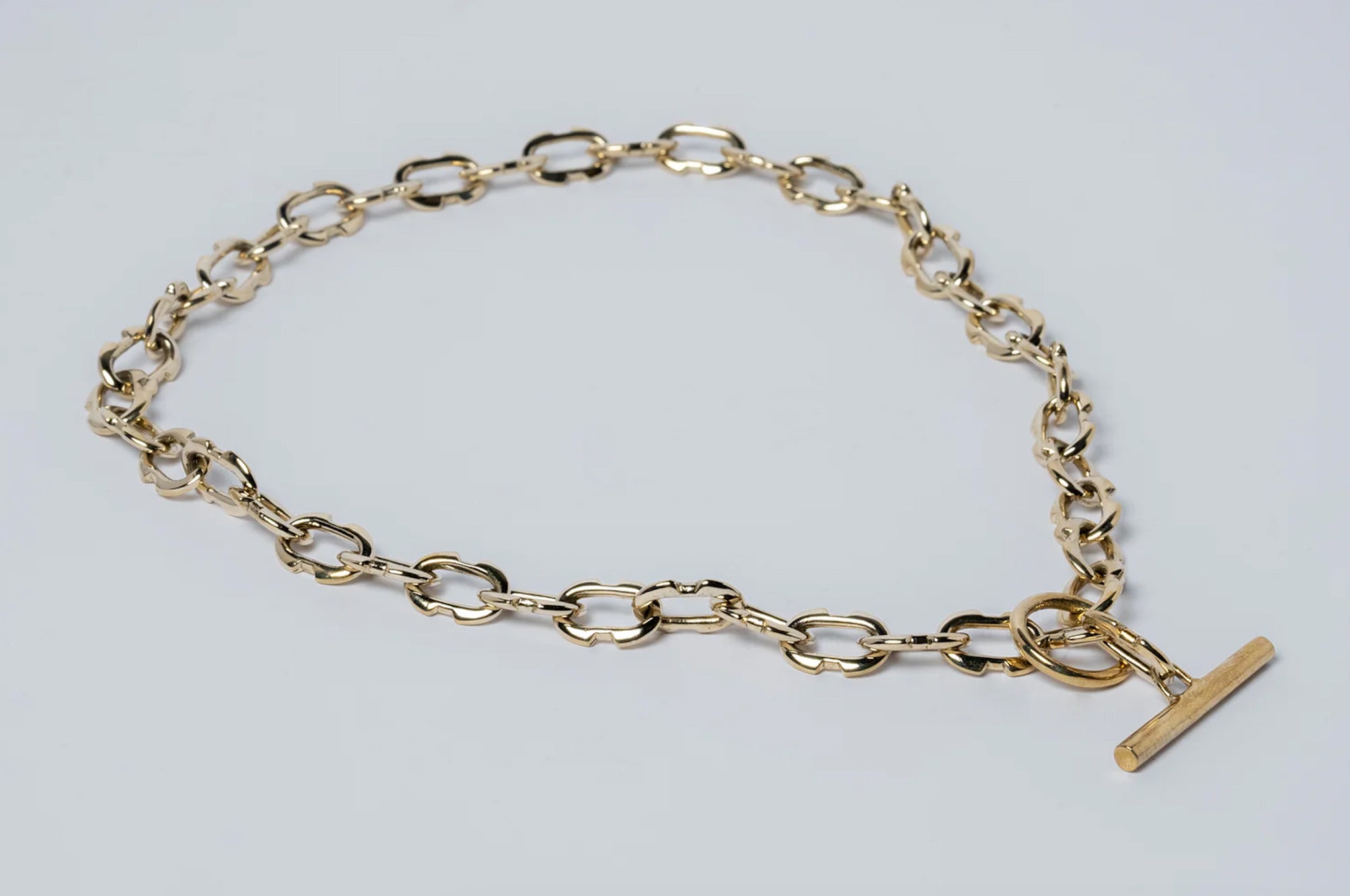 Tiny Deco Link Choker Chain - polished brass