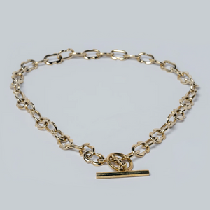 Tiny Deco Link Choker Chain - polished brass