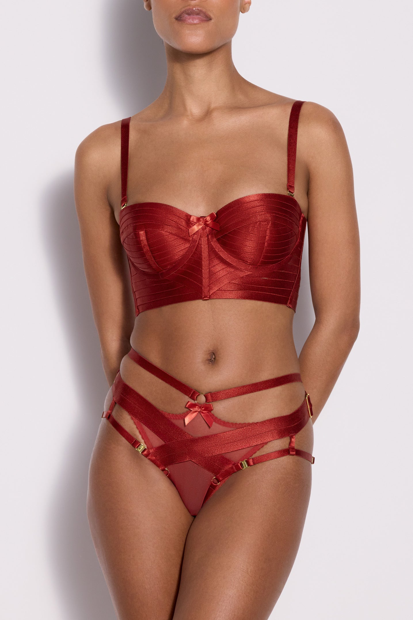 Bordelle Minerva bodice bra with detachable collar in red