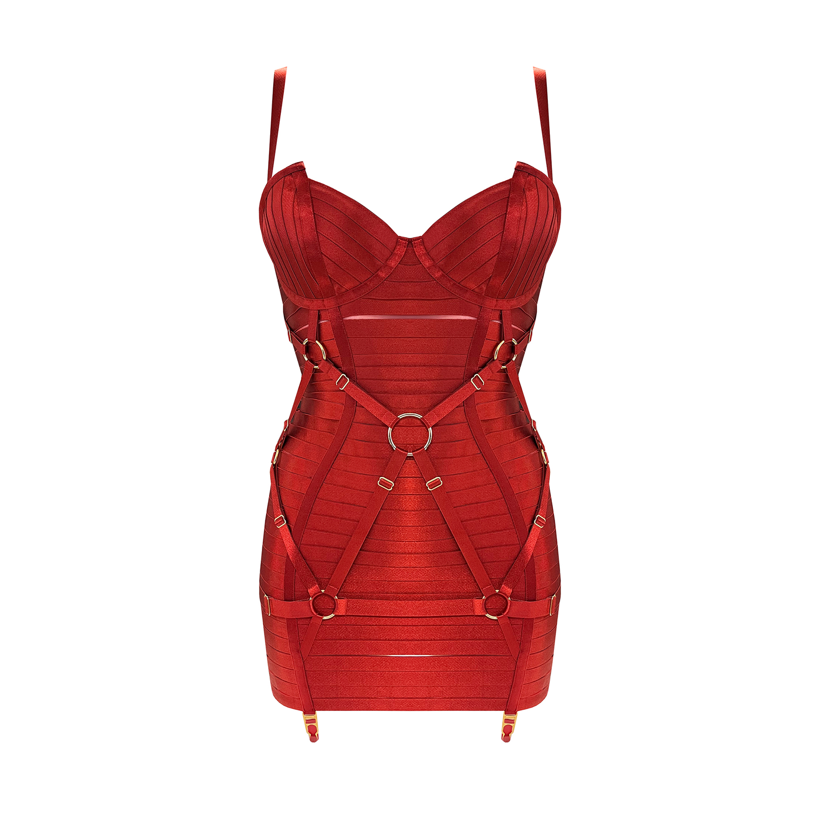 Signature harness angela dress - red