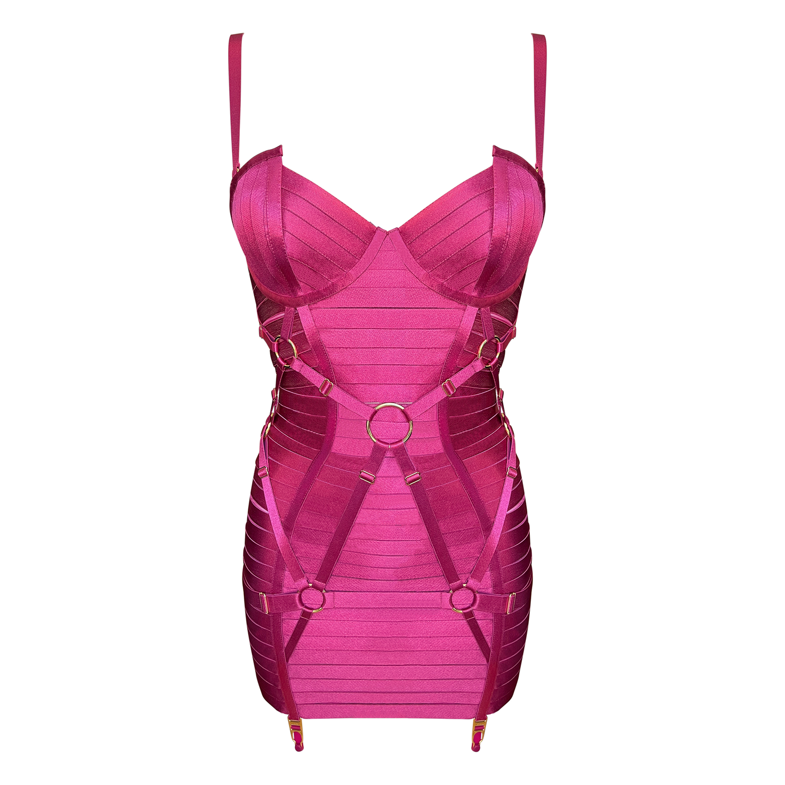 Bordelle Adjustable bondage Angela dress  in Magenta