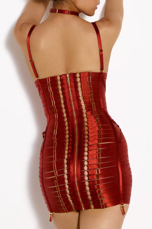 Signature harness angela dress - red