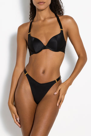 Signature silk push-up bra - black