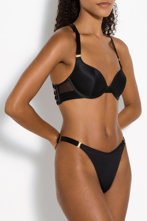 Signature silk push-up bra - black