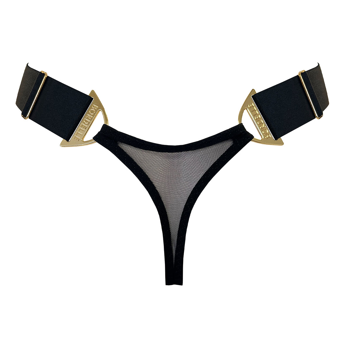 Syra wide strap thong - black