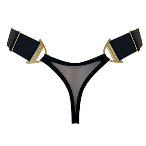 Syra wide strap thong - black