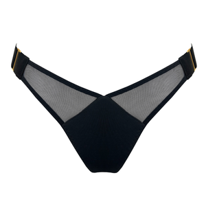 Syra wide strap thong - black