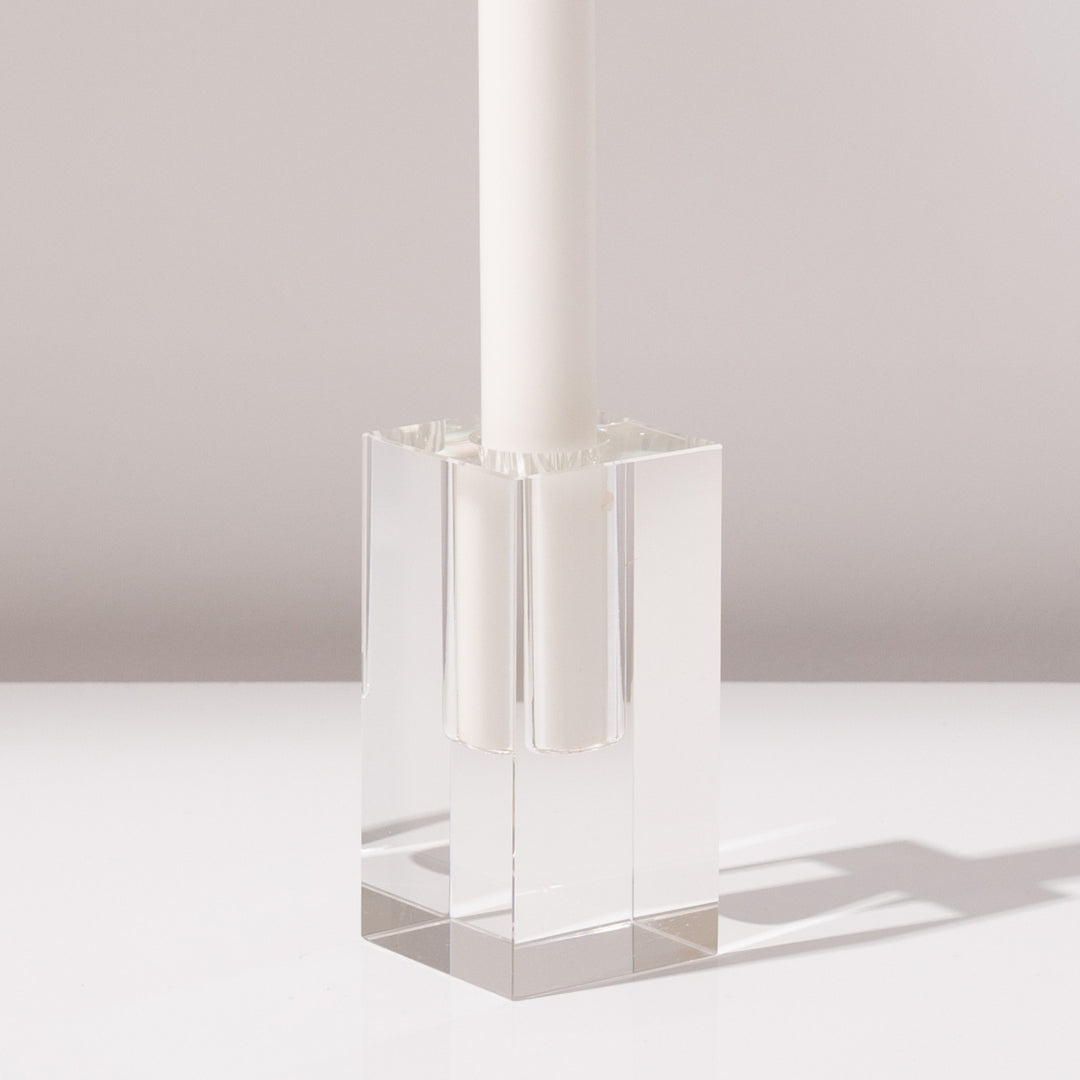 Rectangle Crystal Glass Candle Holder