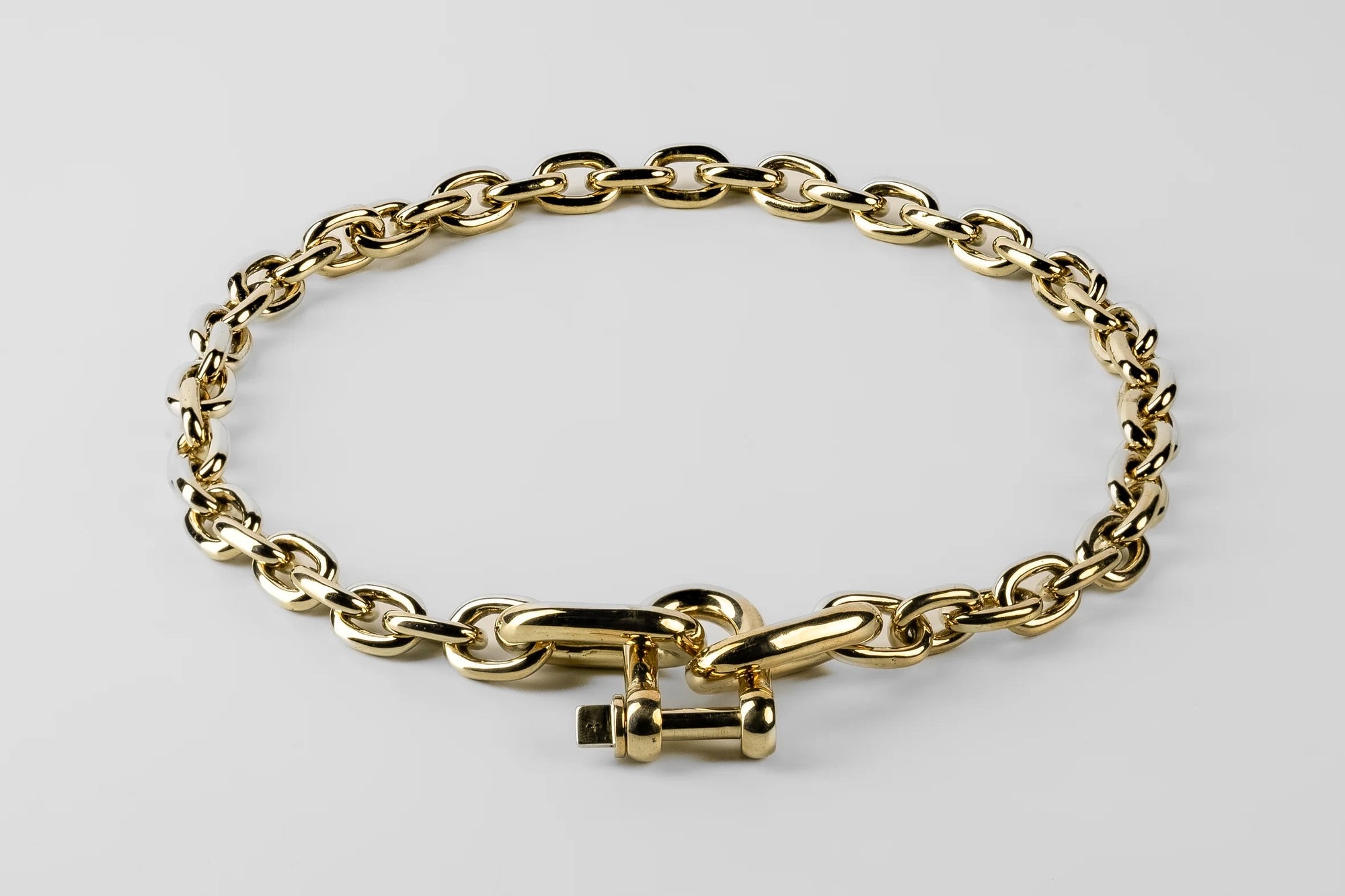 Grade chain charm necklace - polished brass