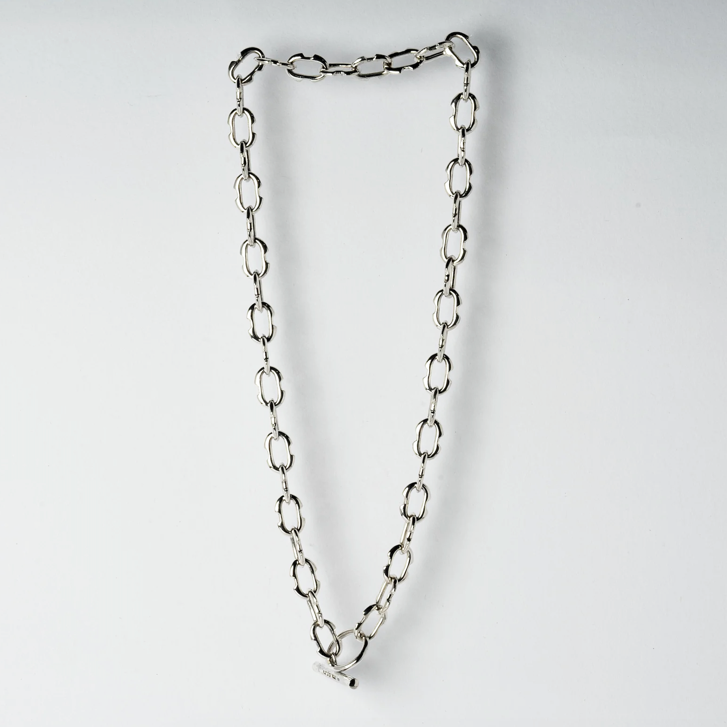 Tiny Deco Link Choker Chain - polished sterling silver