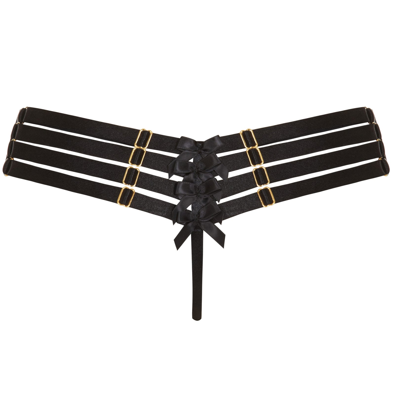 Bordelle Adjustable webbed thong in black silk