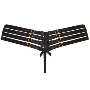 Bordelle Adjustable webbed thong in black silk - back