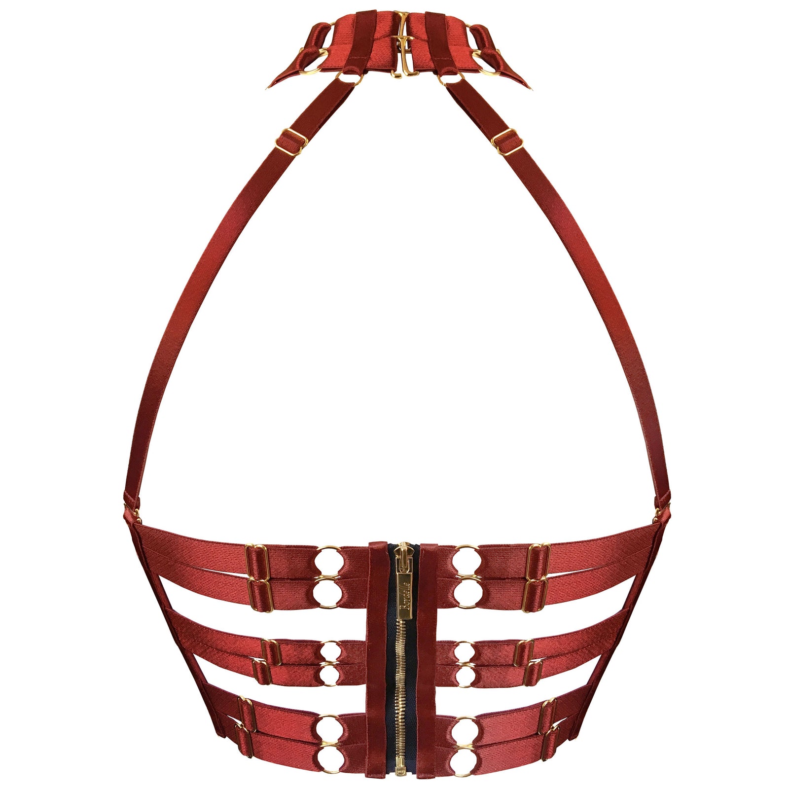 Bordelle Minerva bodice bra with detachable collar in red