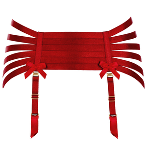 Bordelle Webbed suspender in red multistep adjustable suspender belt signature collection
